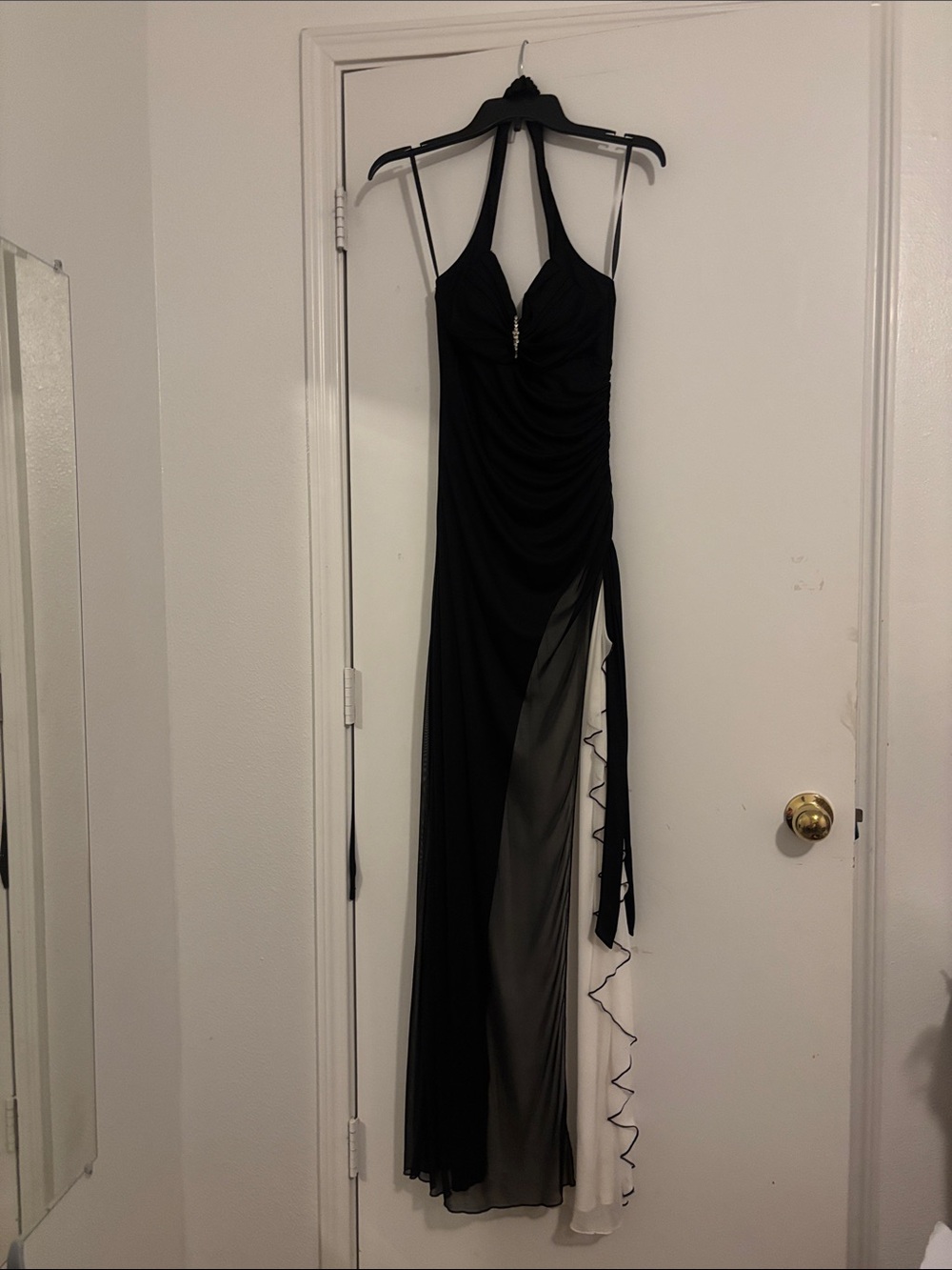 City Triangles Black Halter Evening Gown w/Side Panel